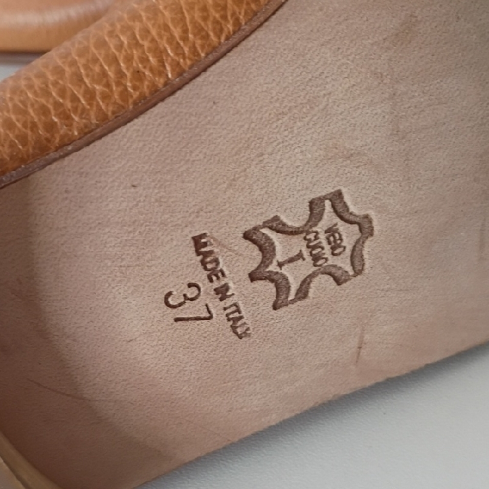 Sugar Womens Tan Leather Loafers Made In Italy Size 37 Size 6.5 Women's - Picture 3 of 11